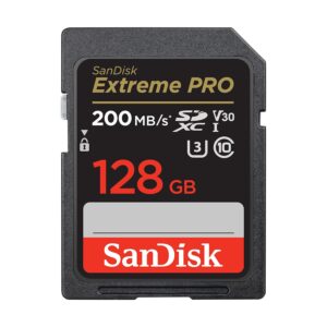 SanDisk Extreme Pro SD UHS I 128GB Card for 4K Video for DSLR and Mirrorless Cameras 200MB/s Read & 90MB/s Write